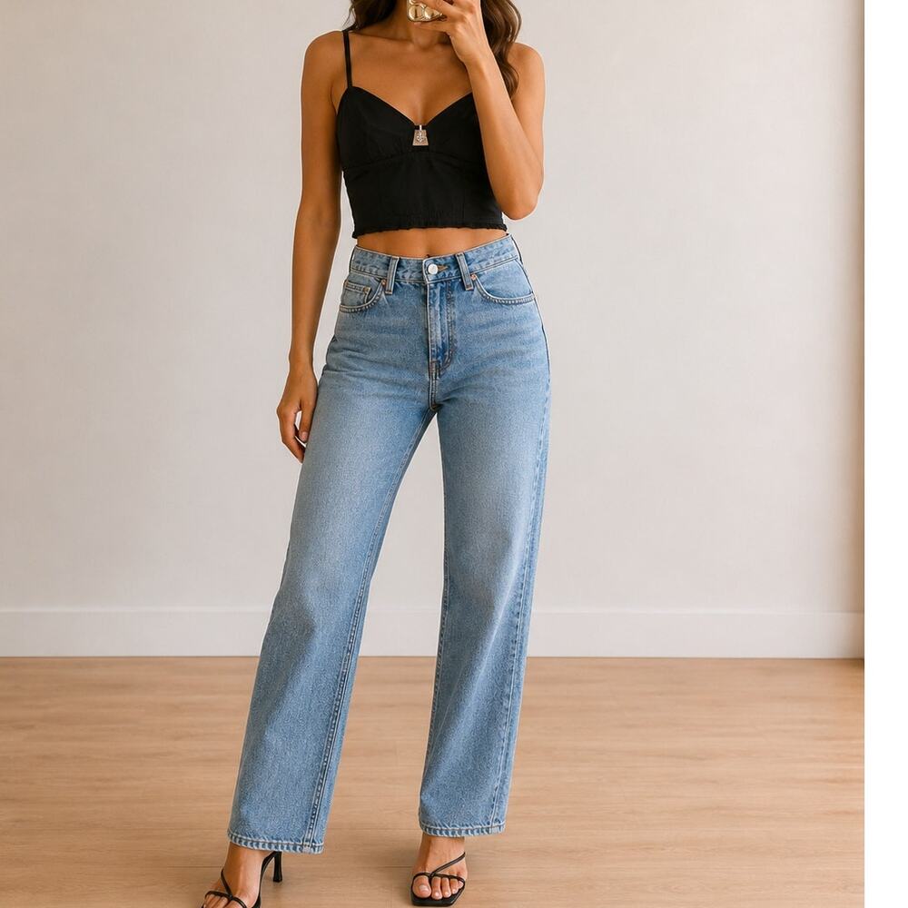 Japna🌿 Black Cropped Cami Top Women’s Medium Boho Festival Y2K NWT